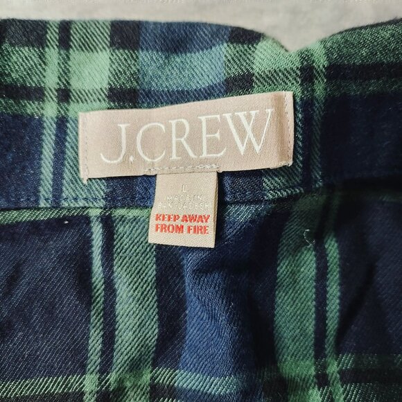 J. Crew Mens Flannel Long-Sleeve‎ Pajama Top in Black Watch Tartan Large Navy pJ - Picture 2 of 10